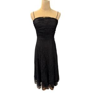 "JESSICA HOWARD EVENINGS" Sexy VTG Y2K Blk Lace Dress SZ 6 Built In Bra Support